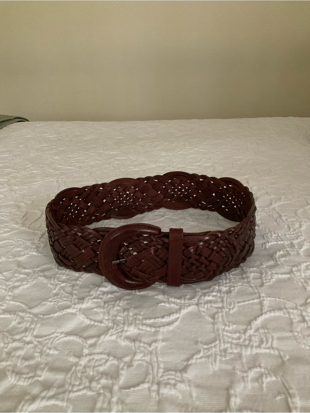 Woven Leather Waist Belt - Brown
